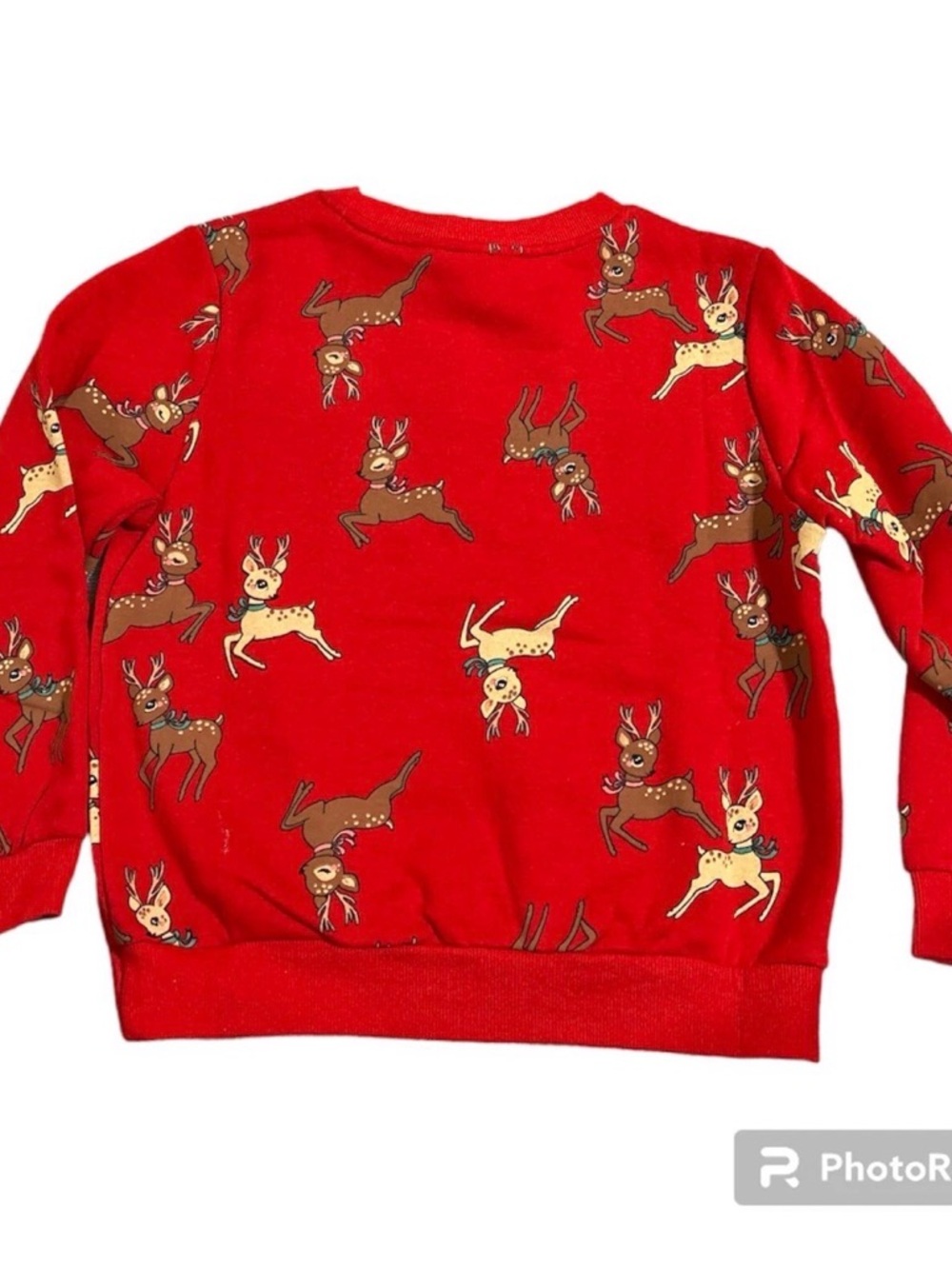 H&M Children’s Red Reindeer Print Sweatshirt – Christmas Holiday Pullover 6x
